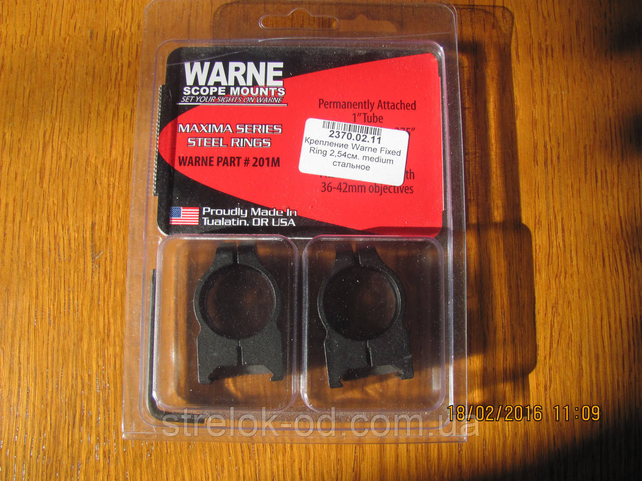 Кріплення для оптики Warne Fixed Ring 2,54см. medium сталеве (201M) (2370.02.11)