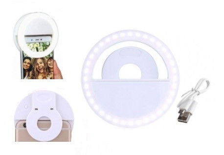 Кольцевая LED лампа для селфи на смартфон клипса, прищепка, c АКБ - фото 2 - id-p1547205433