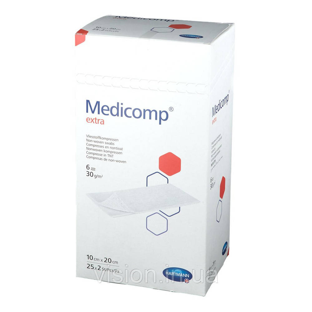Серветки з нетканого матеріалу Medicomp® extra 10см х 20см 2шт, фото 1