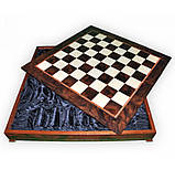 Дошка для шахів з місцем зберігання фігур 63*63 см коричнева Nibri Scaccchi CD64G, фото 2