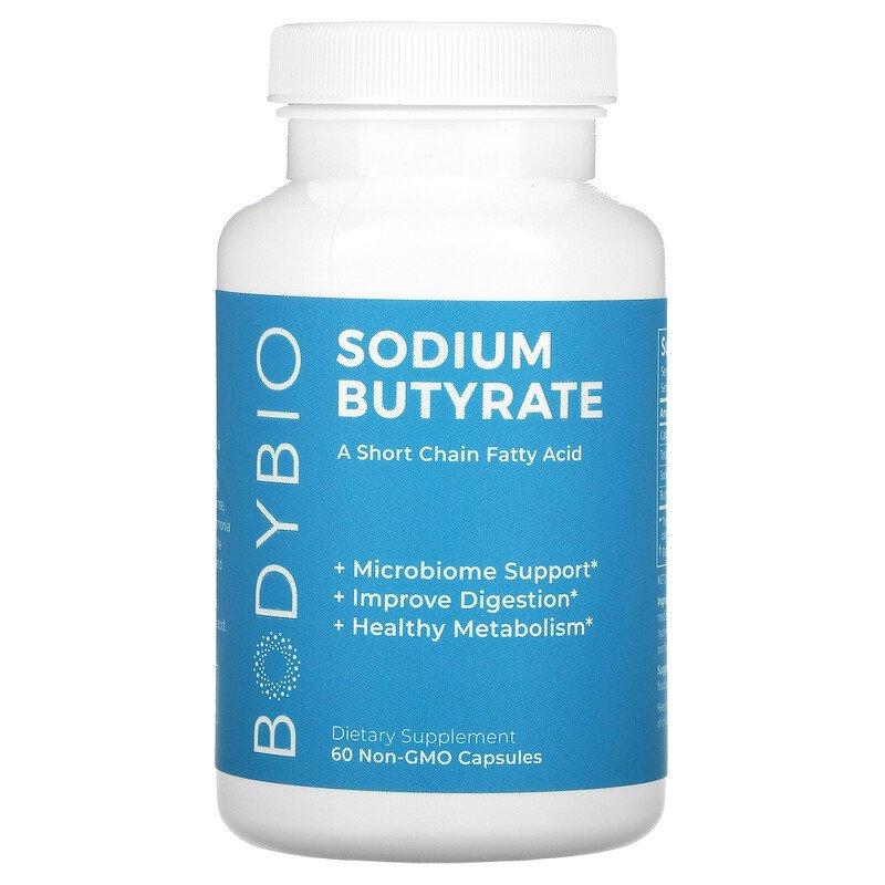 BodyBio, бутират натрію, 60 капсул без ГМО