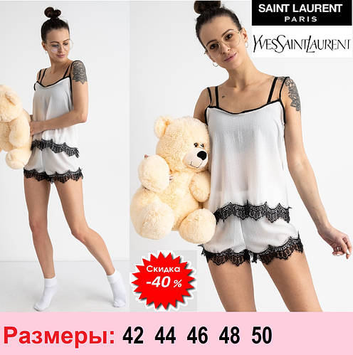 Женская пижама с кружевом, комплект топ с шортами. Секси пижама для сна ...