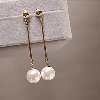 Сережки гвоздики з "перлинами" колір позалота