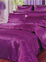 Красивое фиолетовое постельное белье из атласа евро размер "Летняя гроза" наволочки 50х70см или 70х70см