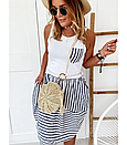 Класне жіноча літнє плаття з смужкою на спідниці і кишені "Laura", 42,44,46,48,Віскоза, джинс-коттон, фото 7