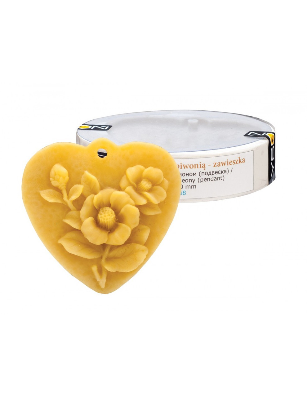 Форма силіконова для свічок — Серце з півонією (підвіска)