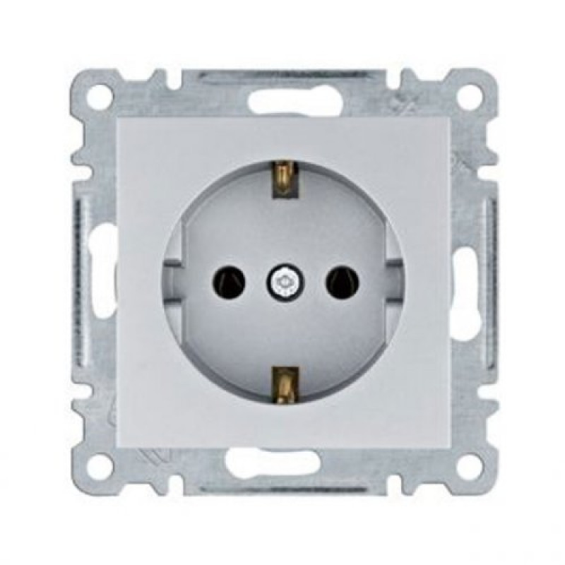 Розетка з з/к срібна Lumina-2 Hager WL1052