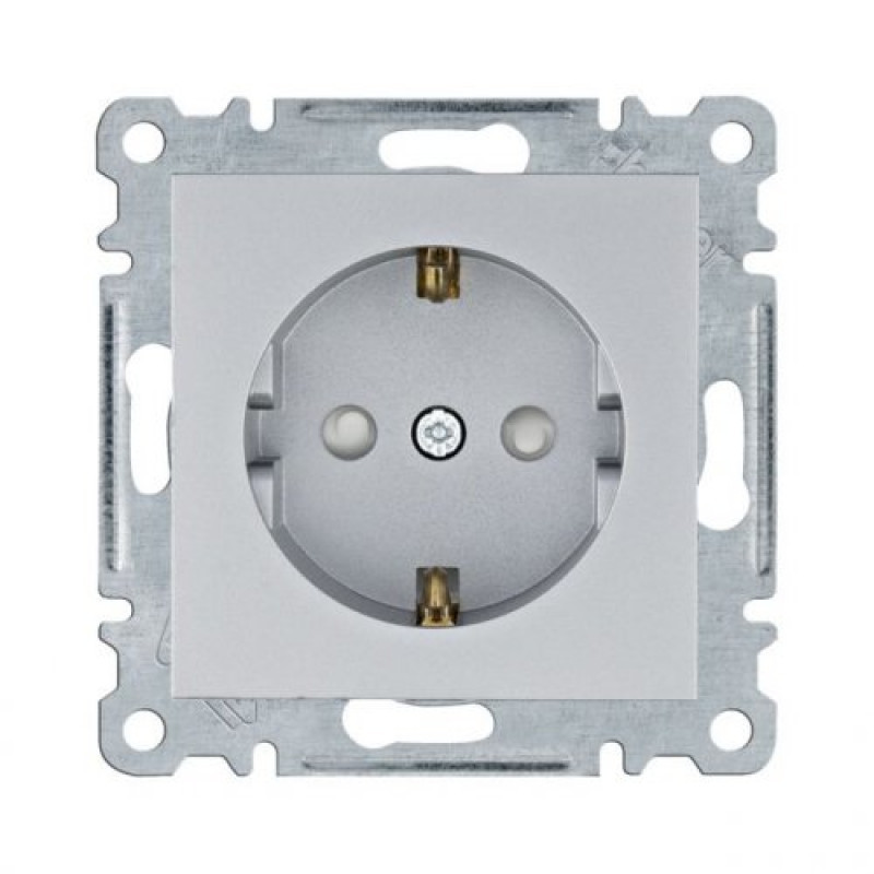 Розетка з з/к і шторками срібна Lumina-2 Hager WL1062