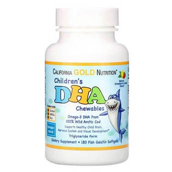 Омега 3 для дітей 5-12 років, California Gold Nutrition children's DHA 180 капсул