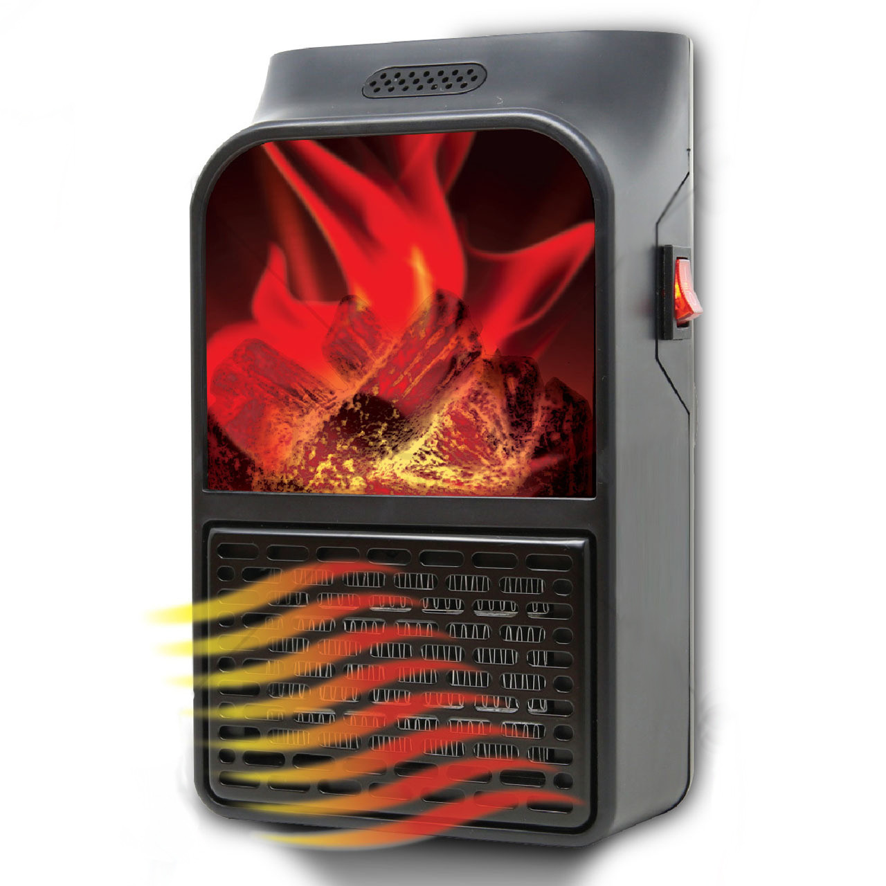 Портативний міні обігрівач ROVUS Flame heater Pro з пультом, 500 Вт, чорний