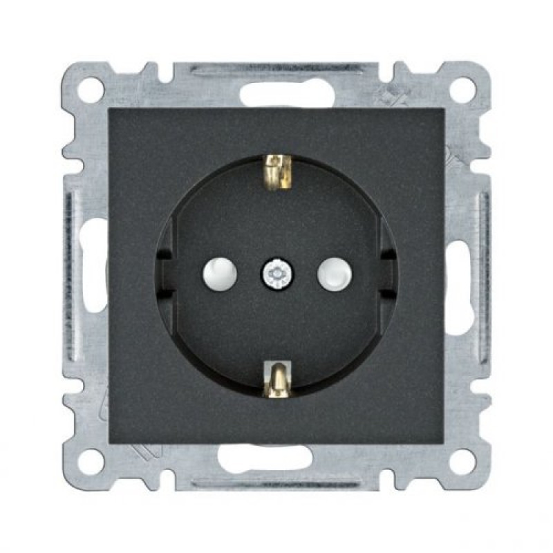 Розетка з з/к і шторками чорна Lumina-2 Hager WL1063