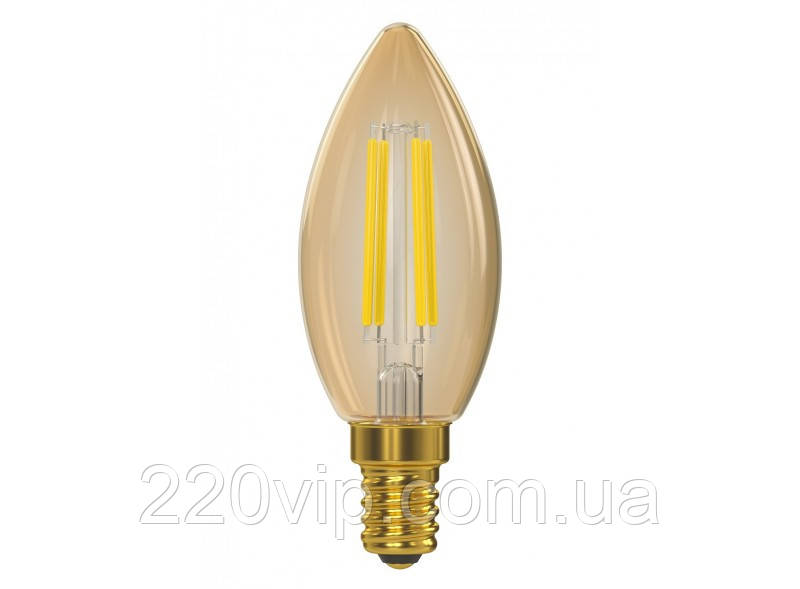 Лампа ФІЛАМЕНт C35 7W 220V E14 2500K (076-HG) GOLD Luxel led декоративна, тепле світло, світлодіодна Люксел