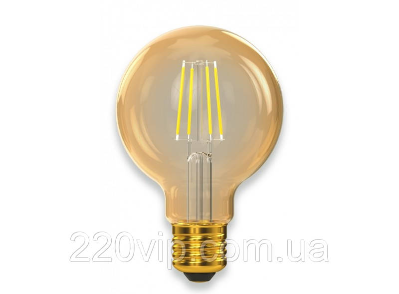 Лампа ФІЛАМЕНт G80 5W 220V E27 2500K (077-HG) GOLD Luxel led декоративна, тепле світло, світлодіодна Люксел