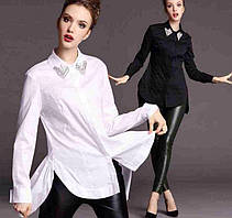 Сорочка жіноча біла ділова ошатна з камінням Swarovsky