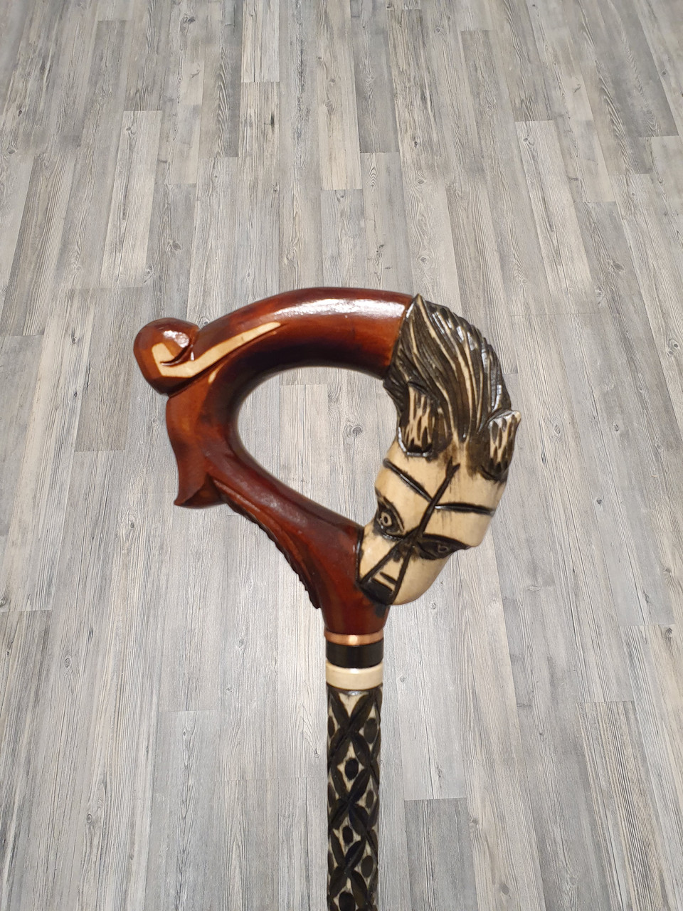 Тростина вовк, ручної роботи, різьблена, дерев'яна, для ходьби