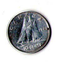 Канада 10 млн 1966 срібло Силіа II No930