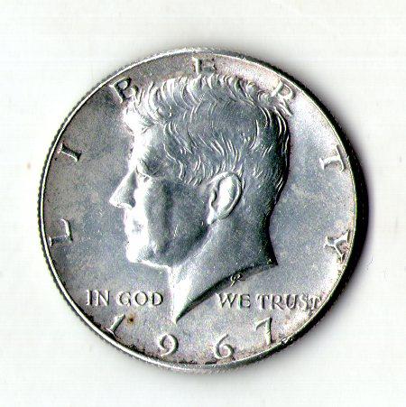 Монета США пів долара 1967 рік срібло 11.5 грам