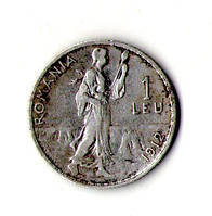 Королевство Румыния 1 лея 1912 год король Кароль I серебро 10 гр. №726