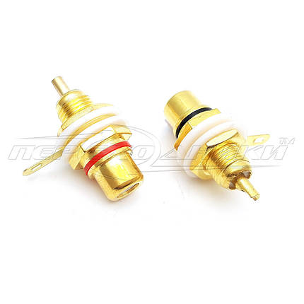 Роз'єм гніздо RCA монтажне із ізолятором (метал), Gold, фото 1