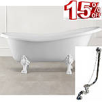 Ванна на левових лапах сифон хром 1750x805 Lady Hamilton Fancy Marble, фото 6