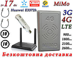 Повний комплект 4G/LTE/3G Wi-Fi Роутер Huawei E3372h+Netis AC1200 N1+MiMo антена 2×17 dbi (824-2700 МГц)