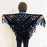 Шаль із норки чорна, норкова накидка, хустка, фото 3