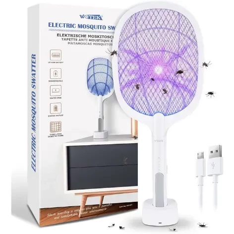 Электрическая аккумуляторная мухобойка ракетка + лампа-ловушка комаров. Electric mosquito Swatter 2в1 ТМ - фото 1 - id-p1547477701