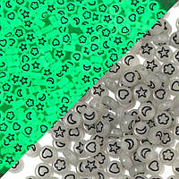 Намисто Finding Круглі плоскі серце квіти зірки Чорно-білий світиться в темляві Діаметр 7 мм Ціна за 100 шт