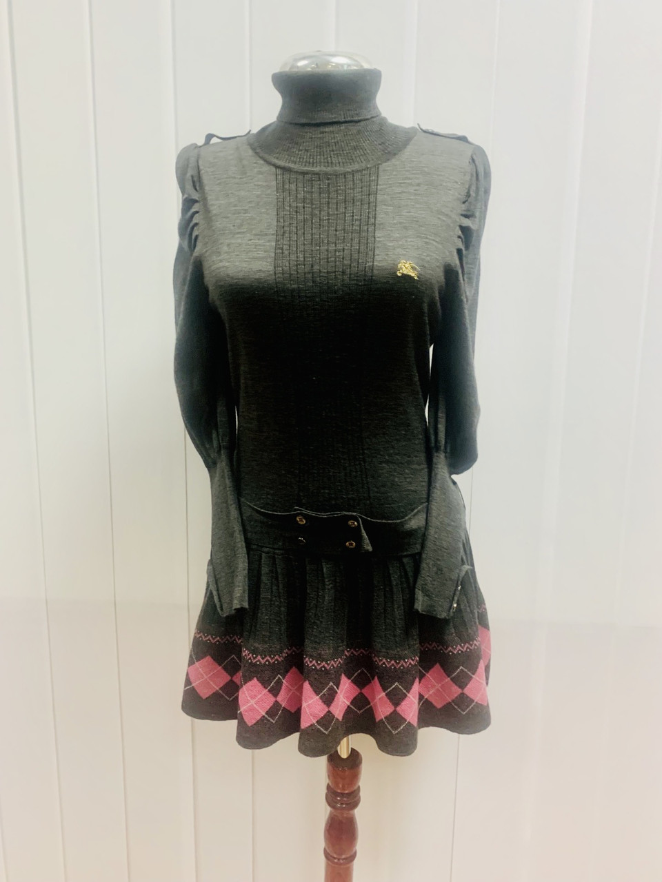 Плаття светр жіноче трикотажне коротке сіре