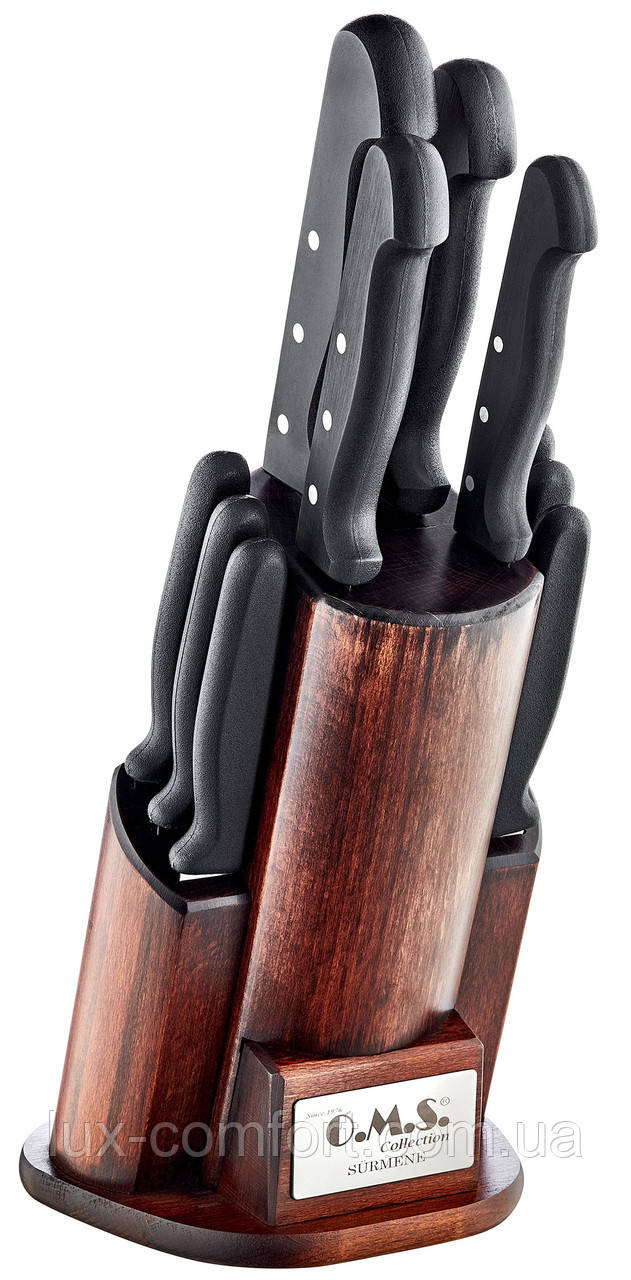 Набір ножів з нержавіючої сталі з дерев'яною підставкою 11 предметів OMS 6154 - Lux-Comfort