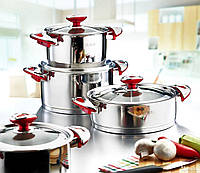 Набор посуды из нержавеющей стали 8 предмета OMS 1031-Red - Lux-Comfort