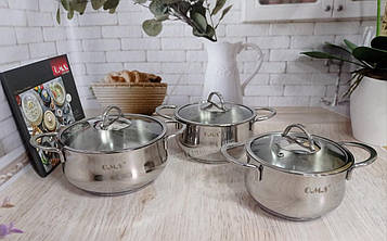 Набір кухонного посуду з нержавіючої сталі 6 предметів OMS 1032 - MiniLavka
