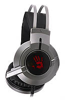 Навушники ігрові з мікрофоном (шумозаглушення), неонова підсвітка 7 кольорів, USB, A4Tech G437 Bloody (Black) - Lux-Comfort