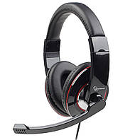 Навушники з мікрофоном стерео, 2x3,5 jack, глянсовий чорний колір Gembird MHS-001 - Lux-Comfort