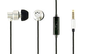 Вакуумні навушники з мікрофоном, металевий корпус, 1x3,5 jack, сірий колір - Lux-Comfort