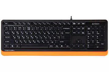 Клавіатура A4Tech FK10 (Orange) Fstyler Sleek MMedia Comfort, USB, Black+Orange, (US+Ukrainian+Ukrainian) - MiniLavka