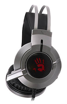 Навушники ігрові з мікрофоном (шумозаглушення), неонова підсвітка 7 кольорів, USB, A4Tech G437 Bloody (Black) - MiniLavka