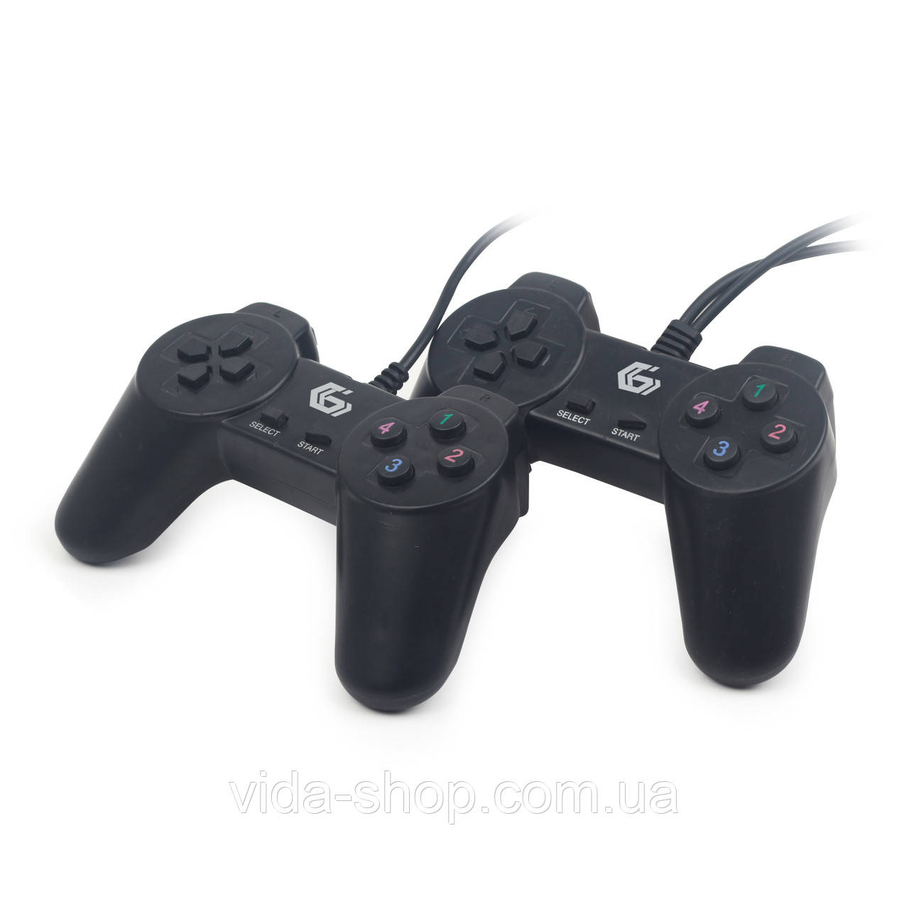 Подвійний ігровий геймпад, USB інтерфейс, чорний колір, Gembird JPD-UB 2-01 - Vida-Shop