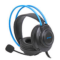 Наушники с микрофоном, Fstyler AUX 3.5 mm Stereo Headphone, Grey+Blue, A4Tech FH200i (Blue) - Vida-Shop