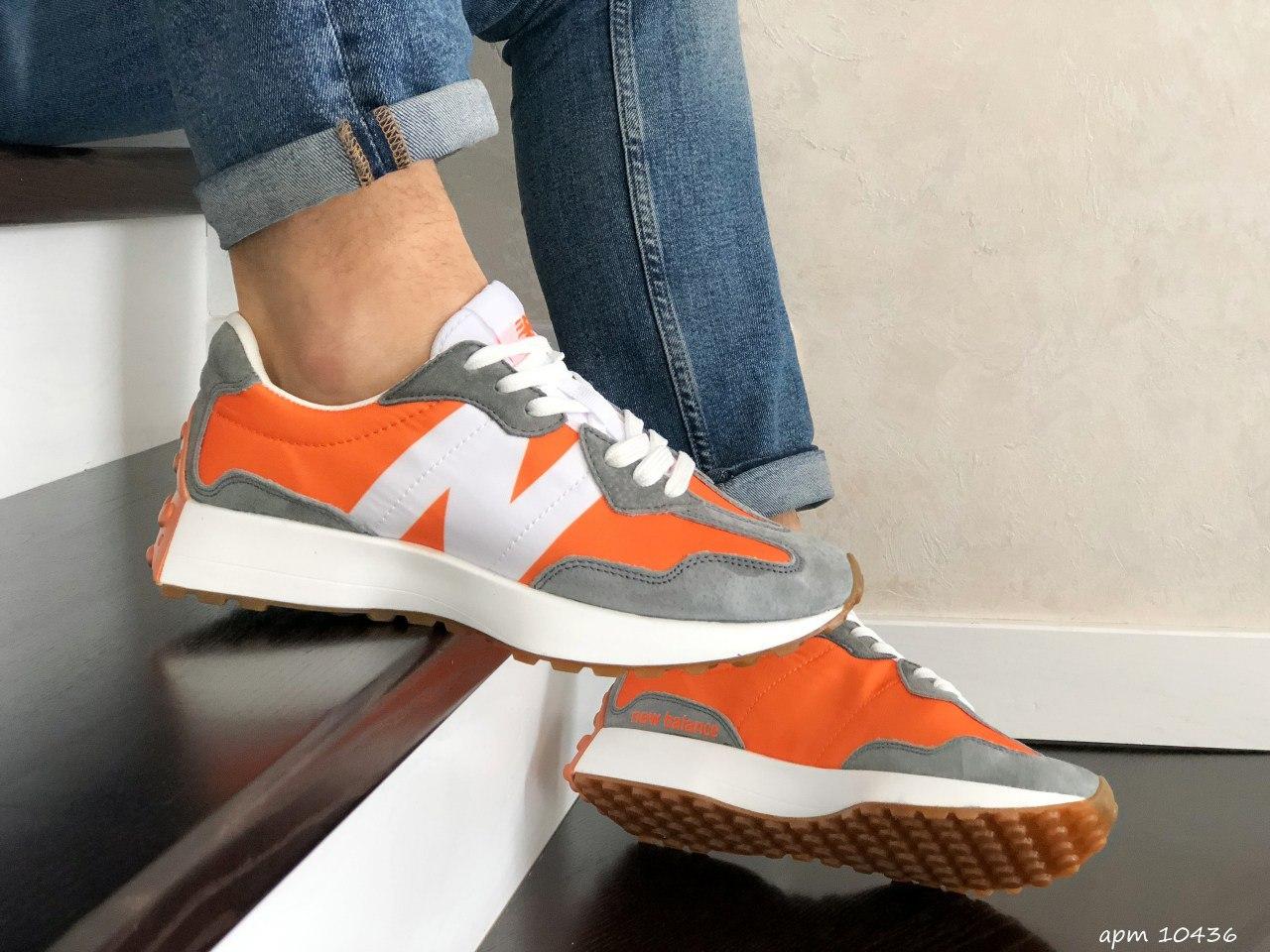 Мужские Замшевые Кроссовки Осень-весна New Balance 327 Оранжевые с ...