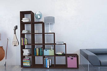 Стелаж для книг, драбинка, книжкова шафа 15 відділень, Венге