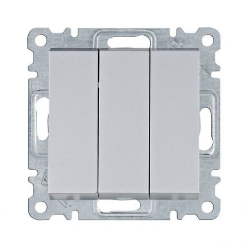 Вимикач трьохклавішний срібло Lumina-2 Hager WL0072