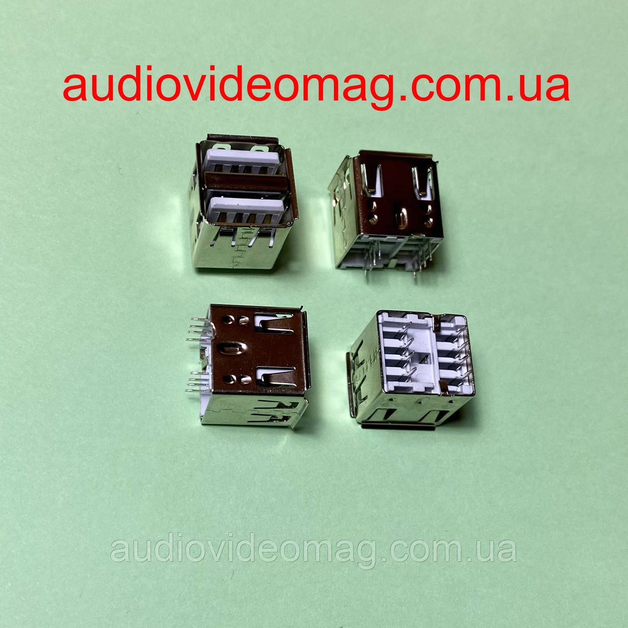 Гніздо USB подвійне, вертикальне, монтажне, фото 1