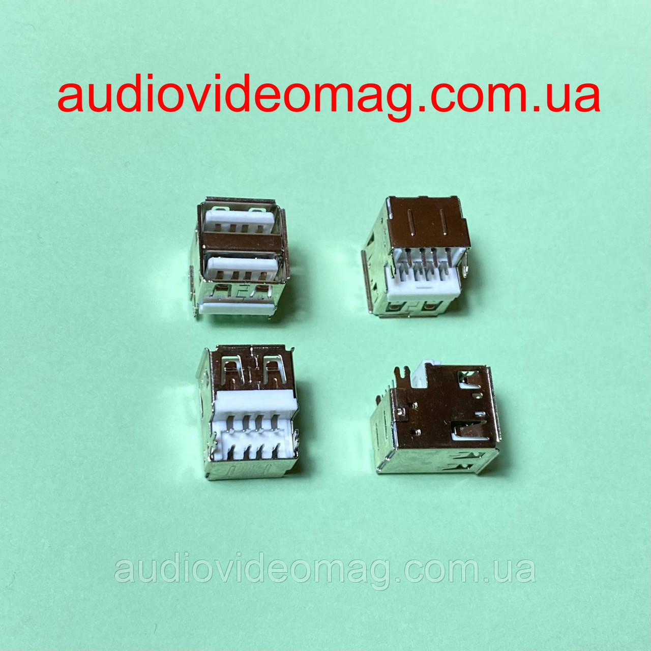 Гніздо USB подвійне, монтажне, на плату, тип 2