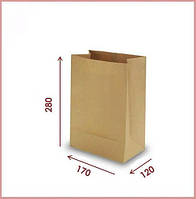 Бумажный пакет Крафт 170х120х280 мм (ВхШхГ) 70г./м.² (упаковка 200 шт.)