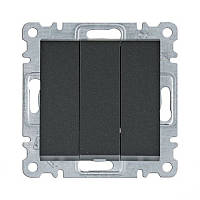 Вимикач трьохклавішний чорний Lumina-2 Hager WL0073