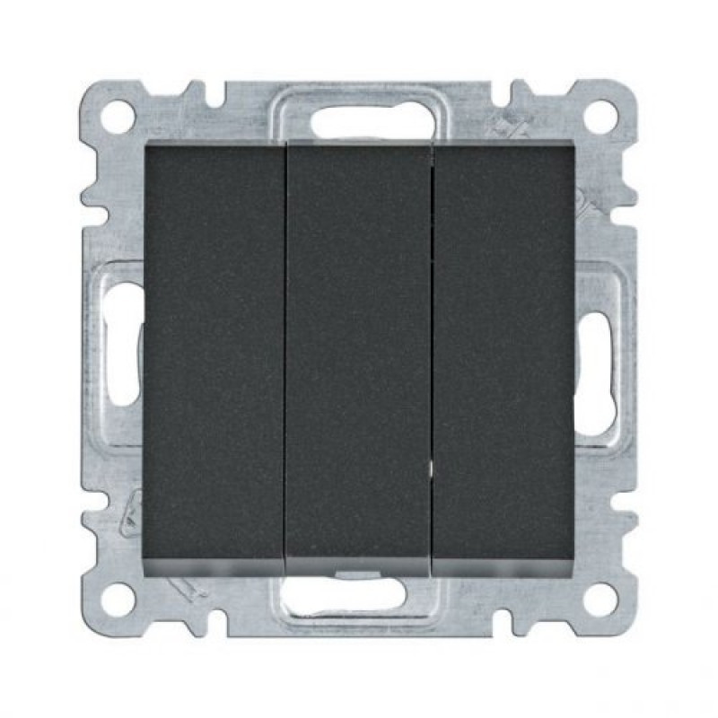 Вимикач трьохклавішний чорний Lumina-2 Hager WL0073