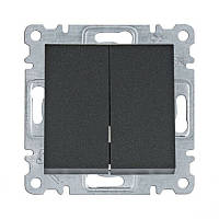 Вимикач прохідний двоклавішний чорний Lumina-2 Hager WL0053