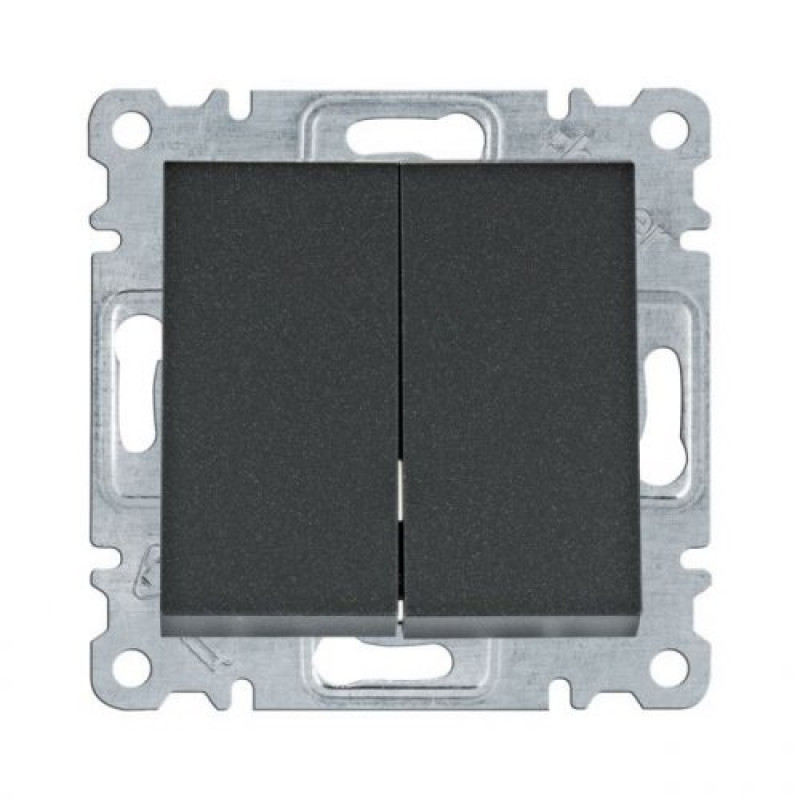 Вимикач двоклавішний чорний Lumina-2 Hager WL0043