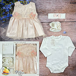 Святковий комплект одягу "Персик" для дівчинки Розмір: 0-3 місяці (03029-2)